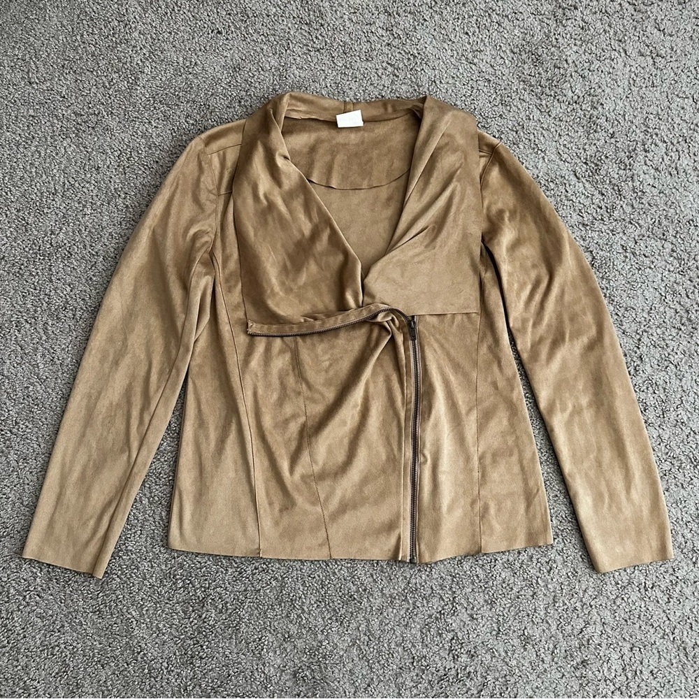 Mote Suede Tan Mocha Mousse Moto Jacket Womens XL